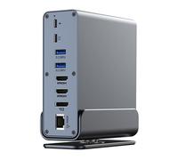 baojielai Estación de acoplamiento USB C 15 en 1 multipuertos con HDTV, VGA, doble PD100W, RJ45 para carga de velocidad de laptop, puerto de 3,5 mm