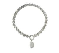 baojielai Gargantilla con colgante geométrico cuadrado de perlas de agua dulce, collar de cadena portátil para mujer, estilo vintage inspira barrocos, as the pic show, Metal, No es una piedra preciosa