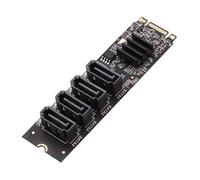 baojielai Tarjeta adaptadora SATA3.0 de 4 puertos con chip de velocidad rápida para grandes necesidades de datos, soporta protocolos NVME PCIE