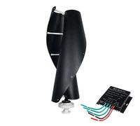 BAOJUHUIKANG 12v, Generador Eólico Vertical de 12000W, Velocidad de Viento Nominal de 12M/S, Turbinas Eólicas para Uso Doméstico, Blanco, 2 Aspas con Controlador de Carga MPPT