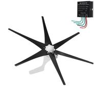 BAOJUHUIKANG 12v, Turbina Eólica Horizontal Doméstica de 1500W Energía Libre 12V 24V 48V 220V 5 Aspas Generador Eólico con Controlador Híbrido MPPT para Carga Marina y Hogareña (Negro 24V)