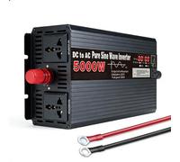 BAOJUHUIKANG 24v to 120v,Inversor de Energía para Coche 5000W, Inversor de Onda Sinusoidal Pura DC 12V 24V 48V 60V 72V a AC 120V/220V 2 Tomas de CA para Cortes, Solar Fuera de la Red, DC 48V, AC 220V