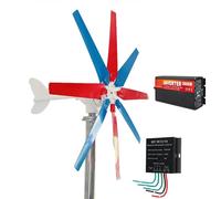 BAOJUHUIKANG 24v,Turbina eólica de Eje Vertical de bajo Ruido de 3000 W, 12 V, 24 V, 48 V, generador de turbina eólica de 8 Palas con Controlador e inversor de Cargador a Prueba de Agua