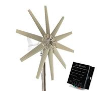 BAOJUHUIKANG Generador de Turbina Eólica Vertical de 14000W, Molino de Viento con Eje de Levitación Magnética Helix de 10 Aspas con Controlador y Brida Anular MPPT, Blanco,220v