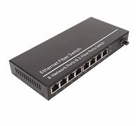 BAOK Convertidor de Medios Ethernet de Fibra, Conmutador de Fibra Ethernet SFP Plug and Play de hasta 120 Km 1 Puerto óptico 8 Puertos Eléctricos para Oficina (Enchufe de la UE)
