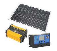 BAOK Kit de Inversor Solar, Kit de Inversor de Panel Solar Monocristalino de 18 W Controlador de Carga de 30 A Inversor Inversor de 300 W Protección Completa Pantalla LCD para Exteriores (12V a 220V)