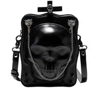 Baokuan Bolso De Mano con Calavera para Mujer, Bolso De Hombro Gótico De Gran Capacidad, Bolso De Médico con Tachuelas, Bolso Cruzado De Cuero PU, Bolso para Fiesta De Halloween