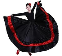 Baokuan Falda De Danza Española para Mujer, Falda De Círculo Completo para Danza del Vientre, Ropa De Grupo De Apertura De Baile Flamenco, Falda De Baile, Práctica De Salón, Falda De Swing Grande