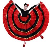 Baokuan Falda De Danza Española para Mujer, Falda De Círculo Completo para Danza del Vientre, Ropa De Grupo De Apertura De Baile Flamenco, Falda De Baile, Práctica De Salón, Falda De Swing Grande