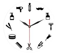 Baokuan Herramientas De Barbero, Reloj De Pared, Diseño Moderno, Barbería, Letrero Comercial, Reloj De Pared, Reloj De Salón De Belleza, Regalo De Peluquería