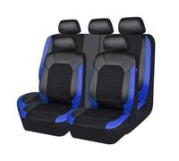 BaoLianBaiHuo 9 Piezas Car Seat Covers para Fo-rd Fiesta Mk7 2009 2010 2011 2012 2013 2014 2015 2016 2017, Cuero Transpirable Juegos de Cubreasientos Impermeable Protectores Accesorios,A/Black Blue