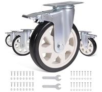 BAOLIHUI 4 Rotelle per Mobili con Freno Ruote Girevoli da 150 mm Ruote per Mobili Carico di 1000 KG Rotelle con Freno per Pallet Ruota Girevole 360° Strumenti inclusi Antigraffio Rotelle Piatte