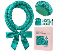Baolivi satén Rizador de Pelo Suave Hacer Rizos de Onda sin Calor, Rizadores de Cabello sin Calefacción Durante la Noche sin frizz, Juego de Rizadores de Pelo sin Calor 9Pcs para Mujeres y Niñas,Verde