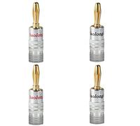 baolongking Conectores banana, conectores de altavoz chapados en oro de 4 mm para cable de altavoz, enchufes, amplificador, tipo de tornillo doble en rojo y negro (2 pares/4 piezas)