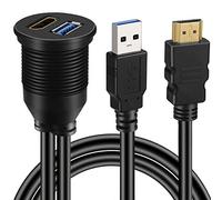 baolongking USB 3.0 & HDMI a HDMI + USB3.0 Panel de tablero de extensión AUX Cable de montaje a ras de suelo impermeable para automóvil y motocicleta - 1 metro