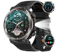 Baolubao Reloj Inteligente Hombre, 1.45" Smartwatch Hombre con Linterna y Brújula, Smartwatch con Llamadas Bluetooth, 120+ Modos Deportivos, 2 Correas, Podómetro, Pulsera Actividad Impermeable IP68