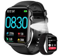 Baolubao Reloj Inteligente Hombre Mujer, Smartwatch Hombre con Linterna, Smartwatch con Llamadas Bluetooth,Smart Watch con 2 Correas, Notificación, Diseño Fino, IP68 Impermeable Reloj Deportivo,Negro