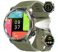 Baolubao Reloj Inteligente Hombre, Smartwatch Hombre con Linterna y Brújula, 1.45" Smartwatch con Llamadas Bluetooth Monitor Sueño, 2 Correas,Pulsera Actividad Impermeable IP68