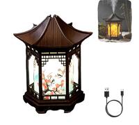 Baomaeyea Zen Pavilion Lantern Difusor de aroma y luz nocturna, capacidad de 160 ml con 2 modos de niebla, iluminación LDE cálida y fría, humidificador de jardín zen de estilo japonés para yoga