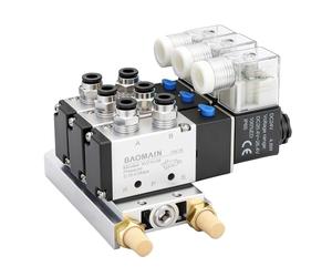 Baomain Electroválvula neumática eléctrica 3 espacios, válvula neumática de aire de 24 V CC de 5 vías y 2 posiciones, puerto PT de 1/4", 4V210-08 (2 posiciones, válvula de 5 vías, 3 espacios)