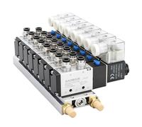 Baomain Electroválvula neumática eléctrica 4V210-08 DC 24V PT1/4 2 Posición 5 Vía 8 Espacio Manifold con Base Silenciador Juego de Accesorios Rápidos (2 posiciones, válvula de 5 vías, 8 espacios)