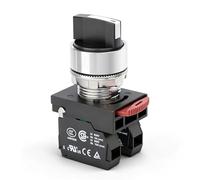 Baomain Interruptor selector de 3 posiciones tipo momentáneo 2NO 22 mm, cabeza de metal, certificado UL CSA, CE, TUV para panel de control industrial