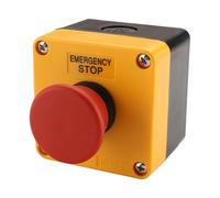 BAOMAIN Signo rojo interruptor de emergencia momentáneo, signo rojo interruptor de botón 10 A 660 V resistente a la intemperie con caja