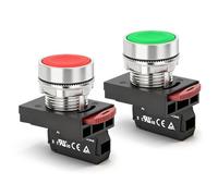 Baomain Surtido de 2 interruptores de botón momentáneos - rojo (1NO) y verde (1NO), cabeza de metal de 22 mm, certificado UL CSA CE TUV para panel de control industrial