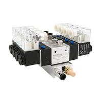 Baomain Válvula de aire solenoide neumática de 4 espacios 3V220-08 3 vías 2 posiciones PT 1/4 pulgadas doble bobina control eléctrico operado por piloto (CC 12 V)