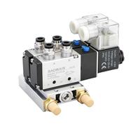 Baomain Válvula Solenoide Neumática 1/4" 4V210-08 DC 24V 2 Posiciones Base Accesorios Rápidos con Base Silenciador Set,Electroválvula neumática eléctrica (2 posiciones, válvula de 5 vías, 2 espacios)