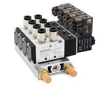 Baomain Válvula solenoide neumática 4V110-06 DC 24V 2 posiciones 5 vías 4 conectada con silenciador base