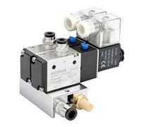 Baomain Válvula solenoide neumática de 2 espacios 3V210-08 24VDC PT1/4 2 posiciones 3 vías con silenciador de base, juego de accesorios rápidos