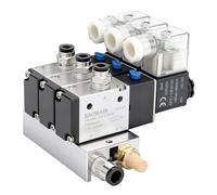 Baomain Válvula solenoide neumática de 3 espacios 3V210-08 12VDC PT1/4 2 posiciones 3 vías colector con silenciador base juego de accesorios rápidos