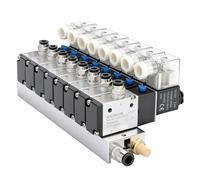 Baomain Válvula solenoide neumática de 8 espacios 3V210-08 DC 24V PT1/4, 3 vías, 2 posiciones con silenciador de base, juego de accesorios rápidos