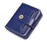 BAONUO Monedero pequeño de Mujer, pequeño y Compacto Corto Monedero Mujer Cuero con protección RFID, Minimalista con Bolsillo de Cremallera para Monedas, 8 Ranuras para Tarjetas (BLU)