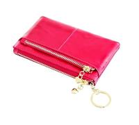 BAOPENB Cartera De Mujer Women Leather Small Wallet Leather Change Bag Short Wallet Femal Coin Purse Girls Card Holder(Rose Red)