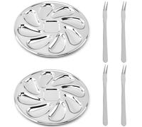 BAOPUSHIDAJILI Plato de ostras de acero inoxidable con forma de concha de ostra, bandejas de servir en forma de concha de ostra, para vieira, 2 unidades, sartén con forma de concha de ostra y juego de