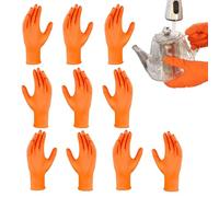 Baoqifong Guantes de látex | Guantes de nitrilo resistentes de color naranja con superficie antideslizante, guantes de trabajo pesados resistentes al desgarro naranja Guantes de protección para