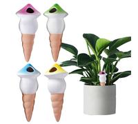 Baoqifong Picos De Riego - Conos de Riego Autónomo Forma de Champiñón,Automático de 4 Piezas en Terracota de Liberación Lenta Hidratación por Goteo para Macetas Jardín Patio Exterior