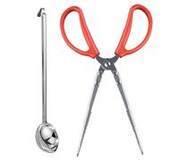 Baoqifong Tenazas Para Chimenea | Pala De Mango Largo Para Carbón Vegetal Granulado,Agarrador De Fuego | Para Uso En Cocina Barbacoa Interior Pizza Playa Y Servicio