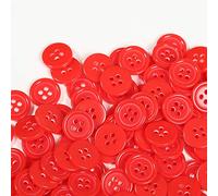 BaoQiu Botones de plástico rojo de 15 mm, 150 piezas, botones de resina de costura, cuatro agujeros, botones de manualidades