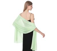 Baoqiya Bufanda para mujer, chal y mantón para vestido de noche, envoltura de chifón, suave, elegante, sedoso, para novias y bodas, Menta, Length(79") * Width(29")
