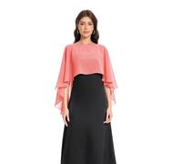 Baoqiya - Capa corta de gasa para mujer, suave, para vestido de noche, dama de honor, boda, Coral, Talla única