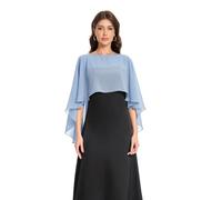 Baoqiya - Capa corta de gasa para mujer, suave, para vestido de noche, dama de honor, boda, Gris azulado, Talla única