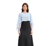 Baoqiya Chales para mujer, capas, estolas, gasa, suaves, para vestidos de noche, damas de honor, bodas, Azul-cielo, Talla única