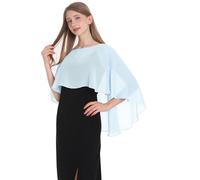 Baoqiya Chales y envolturas para mujer para vestidos de noche, chal suave de gasa para dama de honor, capa de gasa para cubrir la boda, Azul-cielo, Talla única