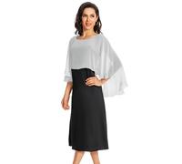 Baoqiya Chales para mujer, capas, estolas, gasa, suaves, para vestidos de noche, damas de honor, bodas, Gris, Talla única