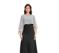Baoqiya Chales para mujer, capas, estolas, gasa, suaves, para vestidos de noche, damas de honor, bodas, Gris, Talla única
