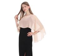 Baoqiya Chales y envolturas para mujer para vestidos de noche, chal suave de gasa para dama de honor, capa de gasa para cubrir la boda, Champán, Talla única