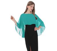 Baoqiya Chales y envolturas para mujer para vestidos de noche, chal suave de gasa para dama de honor, capa de gasa para cubrir la boda, Turquesa, Talla única